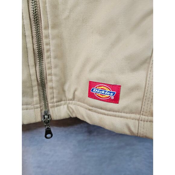 NWT Vtg Y2K Dickies Men Tan Sherpa Lined Canvas Work Jacket Insulated Full Zip L - Picture 5 of 12